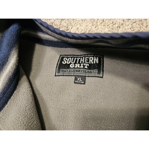 Southern Grit Jacket Mens XL Navy Blue Striped Tundra Fleece Pullover Snap - Picture 4 of 7